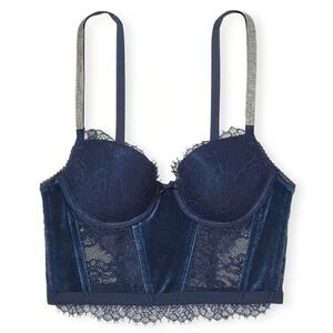 VICTORIA'S SECRET Dream Angels Bra Corset Velvet Lace Bustier Underwire Sexy 38D